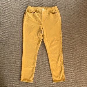 a.n.a. Mustard colored High-rise skinny ankle stretch jeans